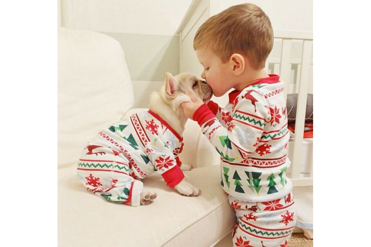 baby and puppy matching pajamas