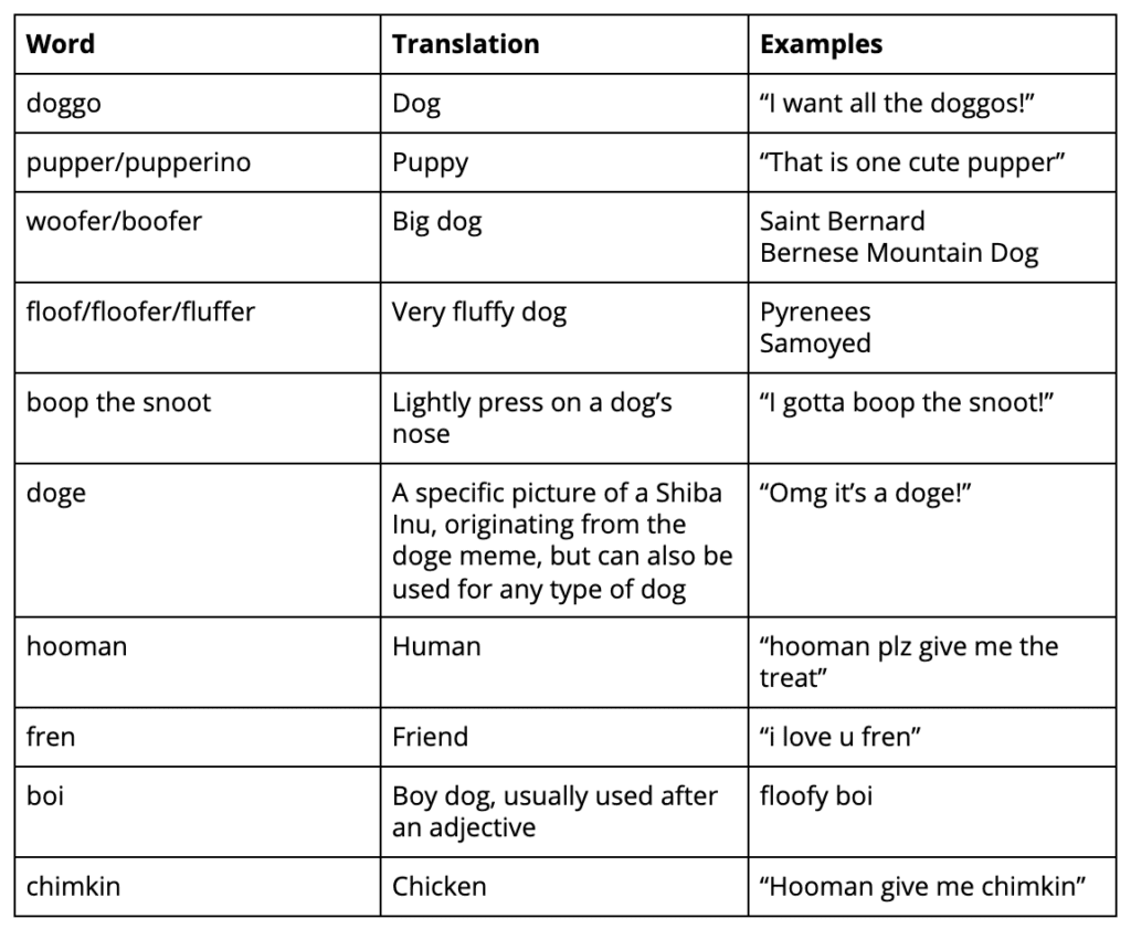 doggolingo nouns