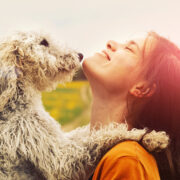 dog and owner doing spring activities